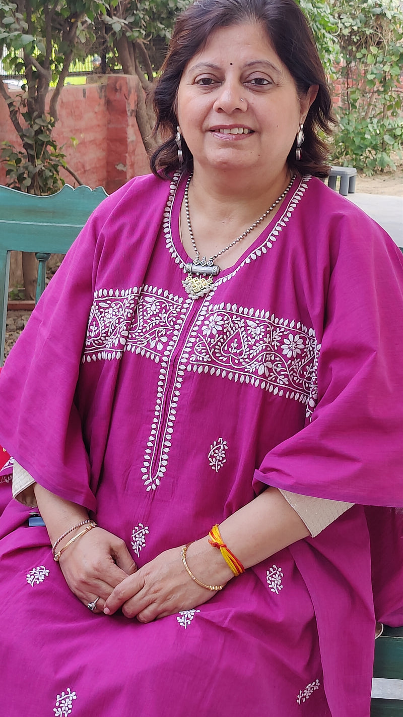 AMARANTH MANGALGIRI KURTA WITH CHIKANKARI