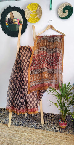 KOTA AZRAK SAREE WITH FLORAL JAAL