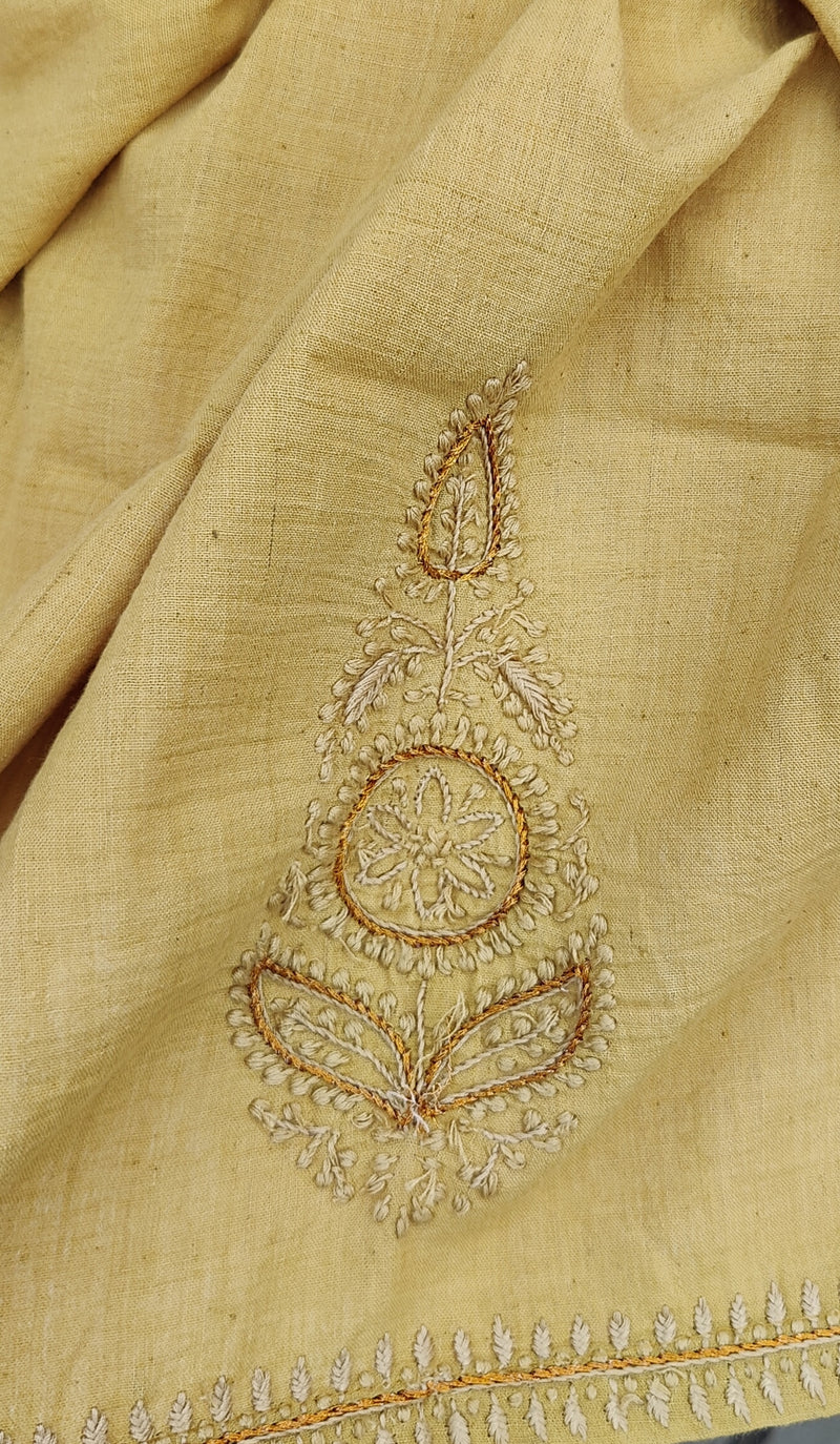 BEIGE MALKHA WITH CHIKANKARI & JAALI WORK - MUL CHANDERI DUPATTA